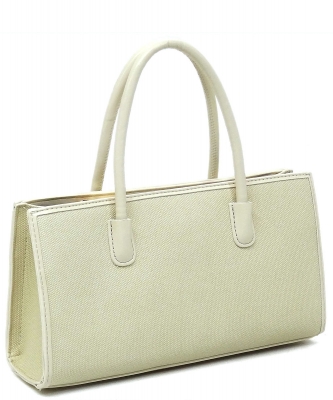 Faux Leather Canvas Satchel Bag CSD007 BEIGE